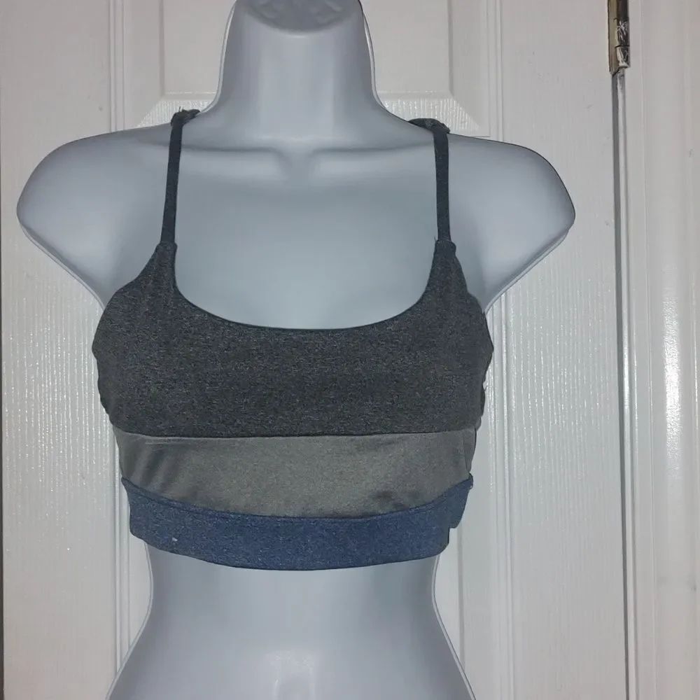 Aero blue gray racer back sports bra Sz S